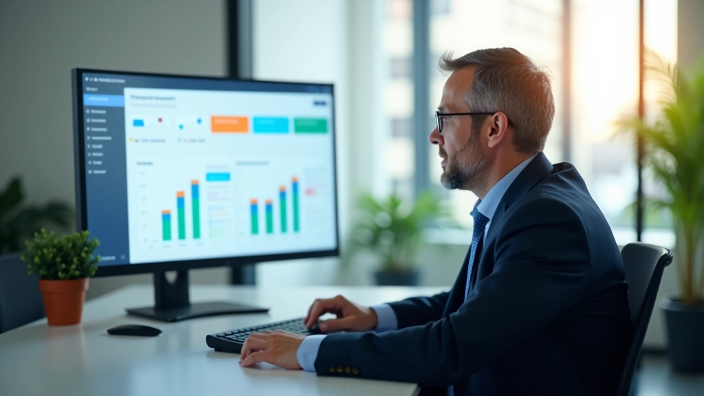 Finance manager reviewing automated monthly reports on computer screen