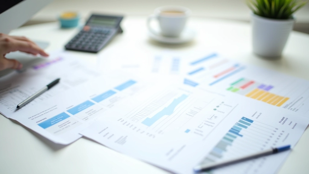 Organized financial workspace with bank statements and reconciliation documents