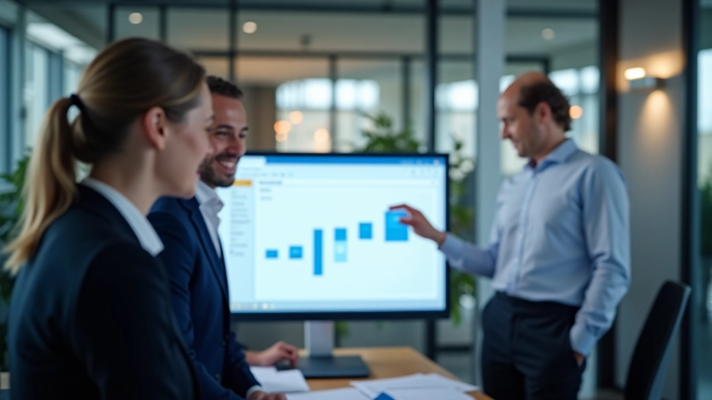 Finance team collaborating on approval workflow at office table
